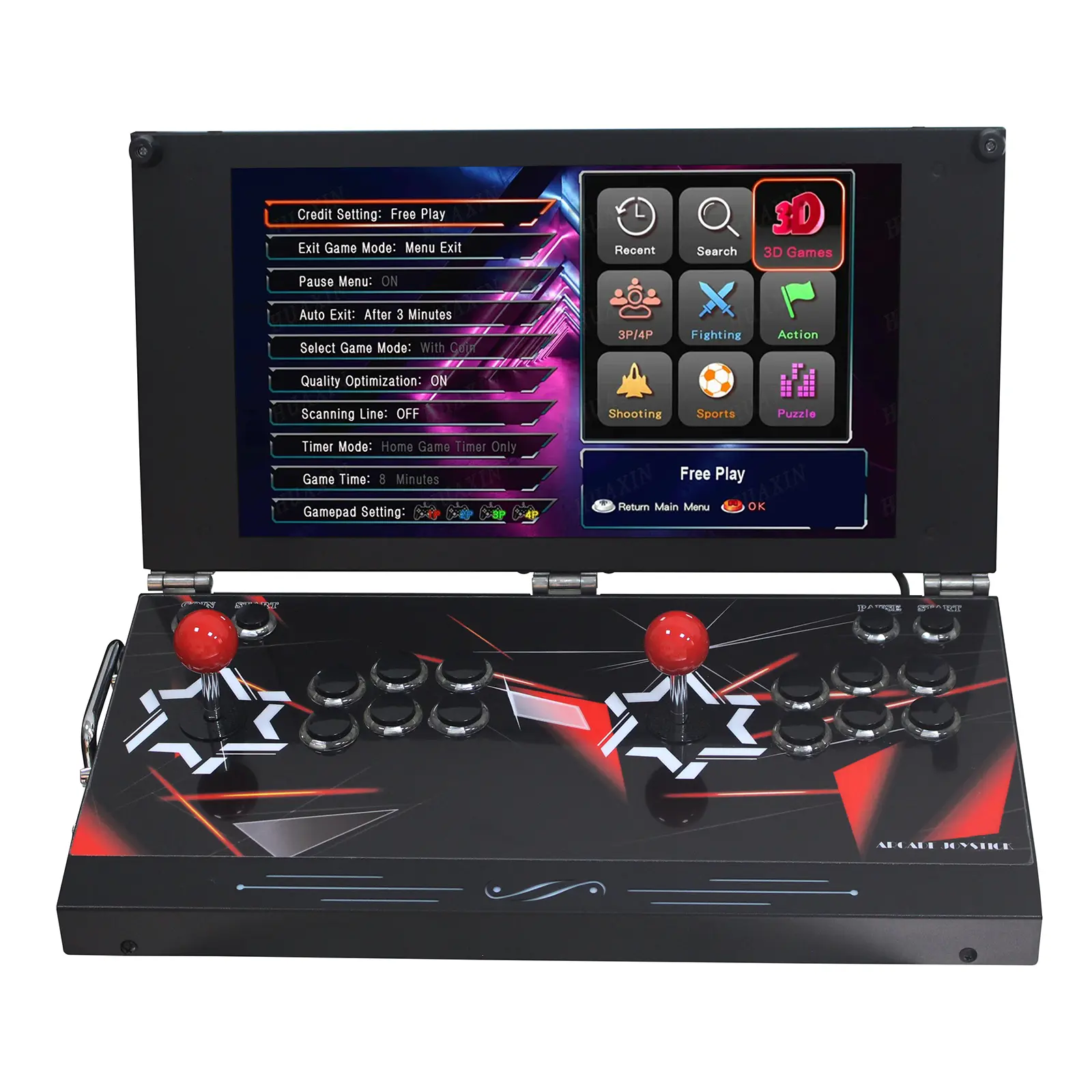 9800 in 1 Handheld Arcade Game Console with Built-in Rechargeable Battery, 17.5-Inch HD Folding Screen, Portable Retro Video Game Machine for Home & Travel, Dual Players, Search/Hide/Save/Load/Pause Games