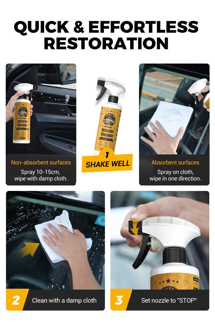 TORETORK Car Interior Cleaner, Cleans Interior Dirt and Eliminates Odors, Safe For All Car Interior Surfaces, Added UV Protection Spray，Best Gift For Christmas.
