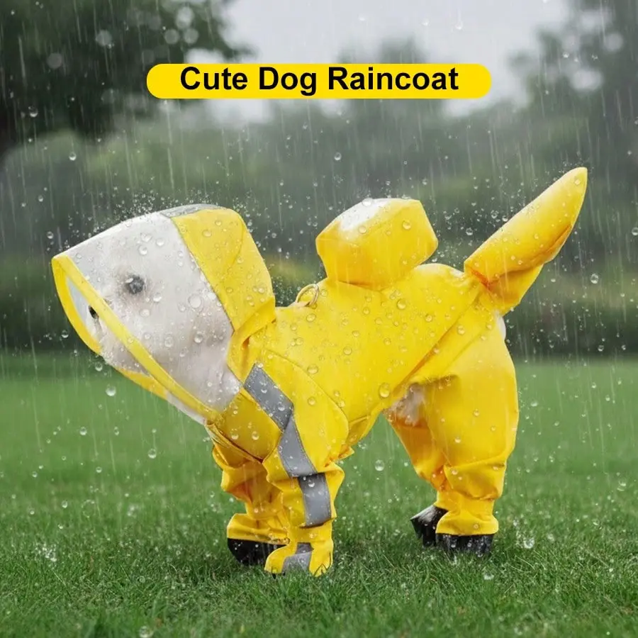 Dog Raincoat And Rain Shoes Set, Full-Coverage Reflective Dog Jacket With Backbag, Dog Raincoat With Rain Boots Set For Small Medium Dogs