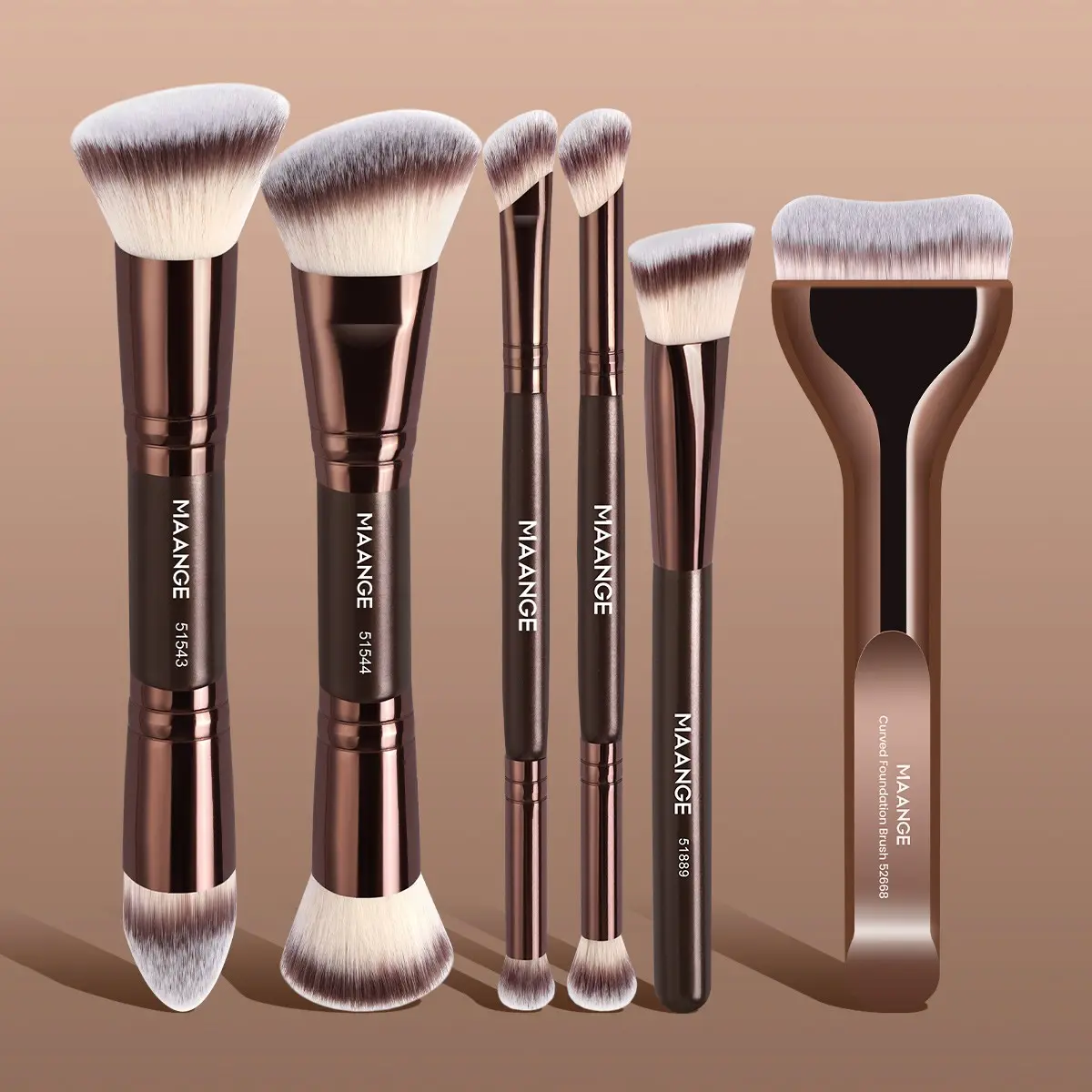 Maange 6-Piece Makeup Brush Set, Cosmetic Brushes, Includes Foundation Brush, Concealer Brush, Blush Brush, Essential Makeup Tools, Metal Frame Material