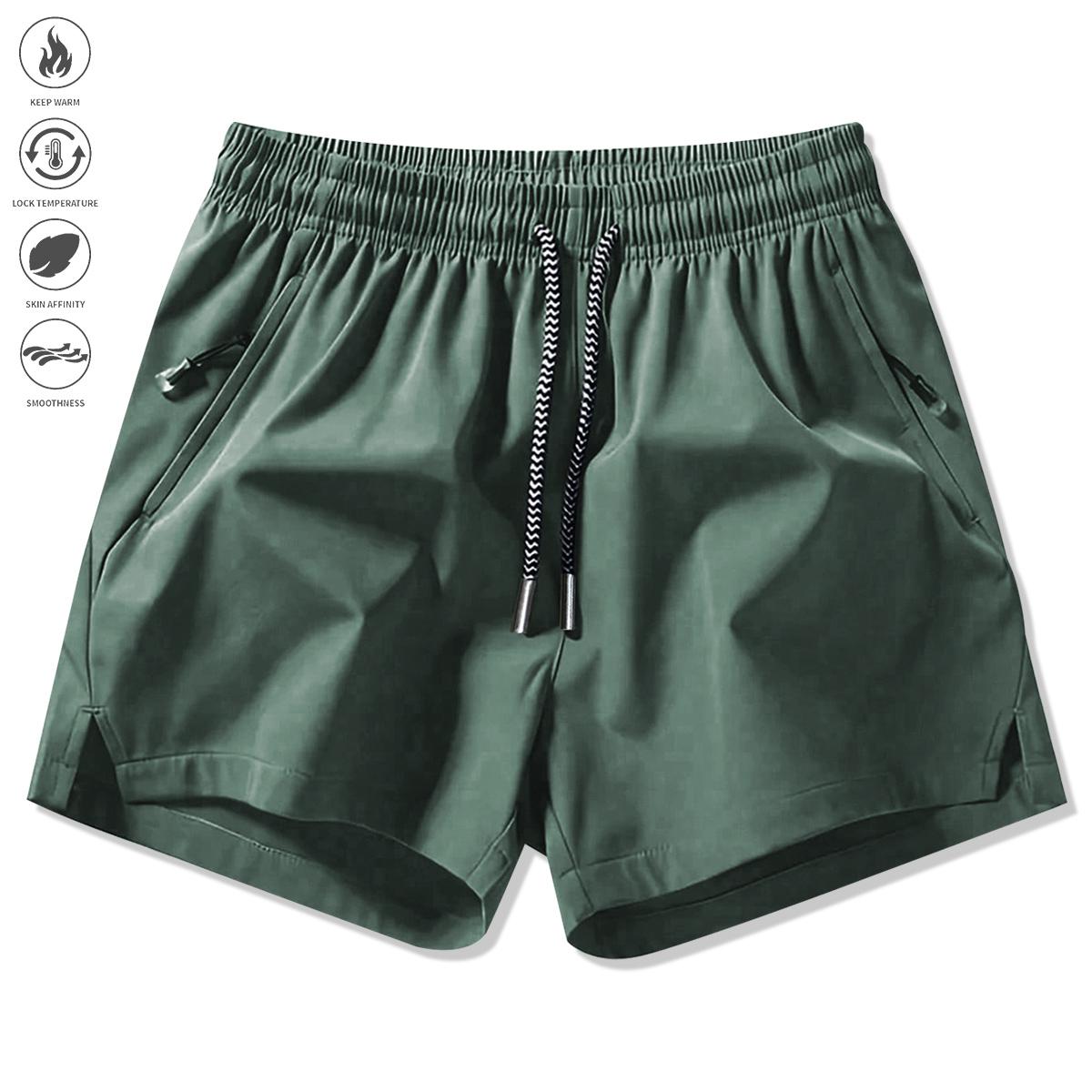 Men’s athletic shorts for summer, casual quick-dry design with an elastic waistband, drawstring, zippered pockets—durable and comfortable, suitable for gym workouts and outdoor leisure activities