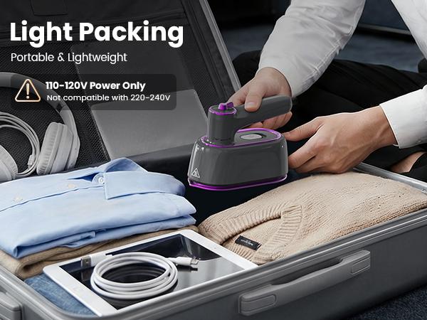 GREENYEE Travel Must-Have & Fits Carry-On |  Foldable  Iron | Powerful 2-in-1 Dry & Steam, 5s Fast Heat & 180° Rotatable