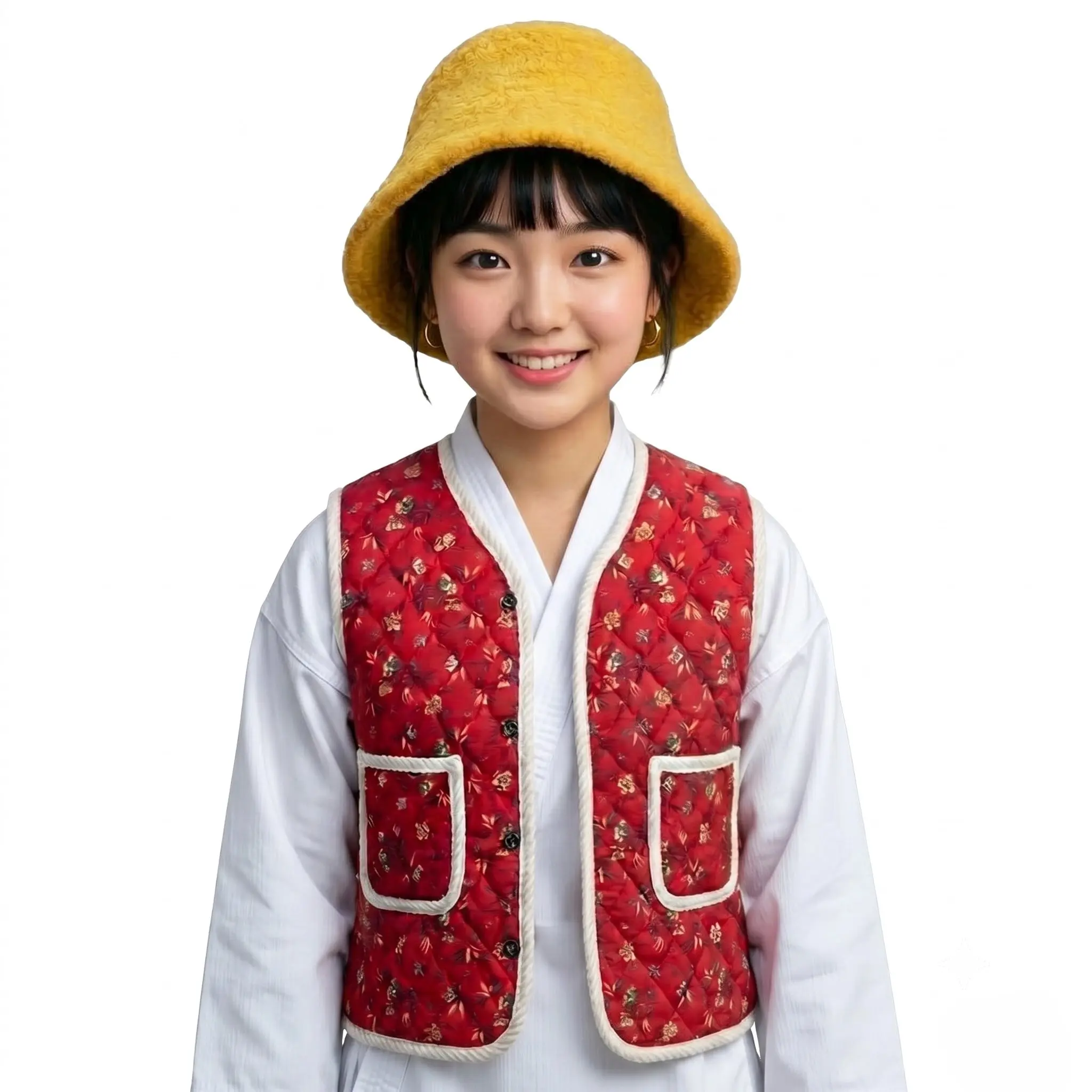 K-Drama style Agent Kim Floral Vest, Korean Traditional Floral Vest