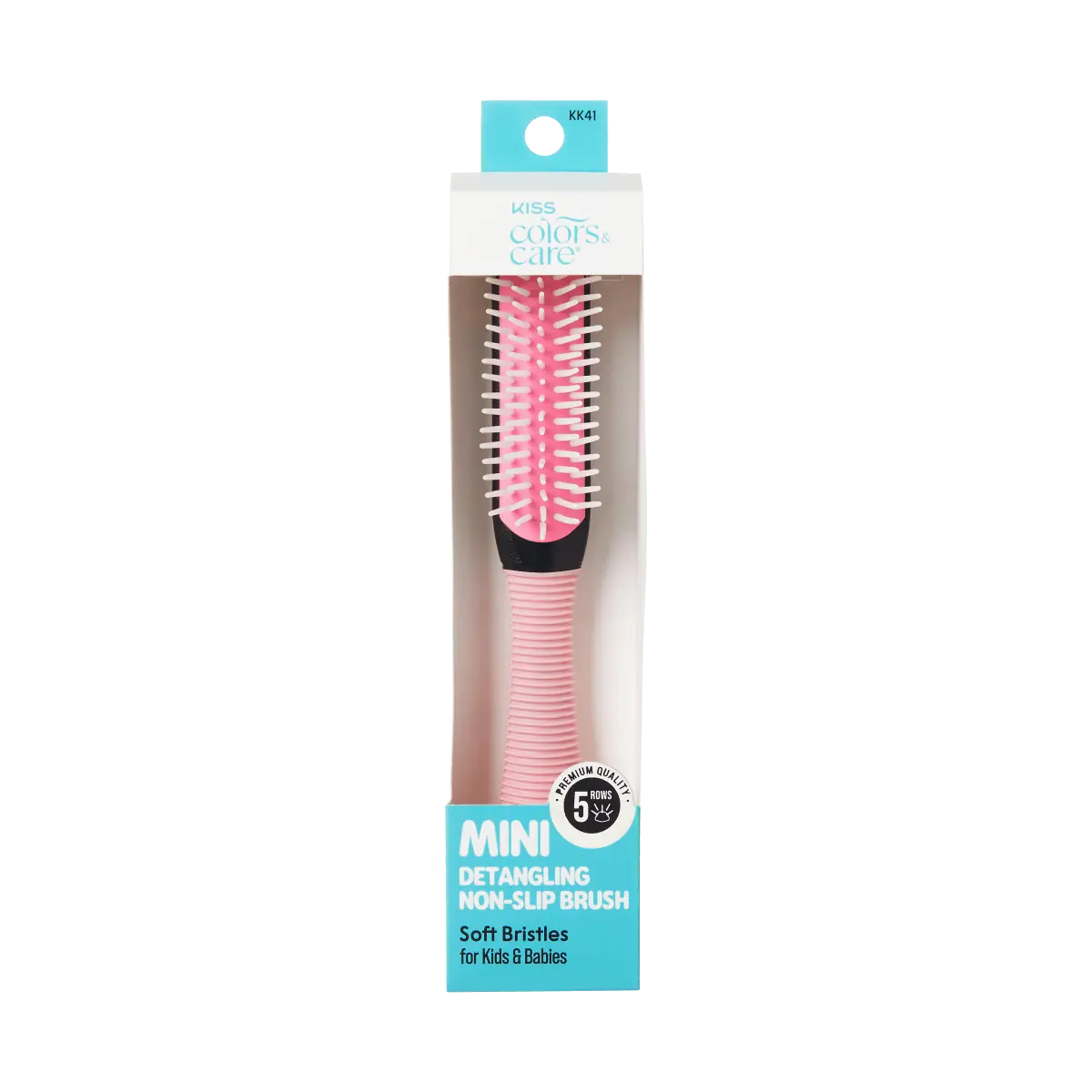 Kiss Colors & Care Mini Non-Slip Soft Bristle Detangling Brush - Pink | Detangling Brush, Curl Brush
