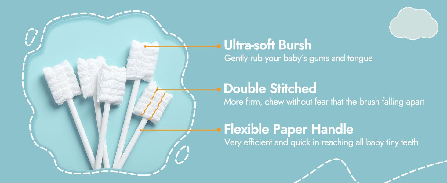 Papablic 40-Pack Disposable Baby Tongue Cleaner, Paper Handle & Gentle Gum Care, Newborn Essentials 0-24M, Limited Stock!