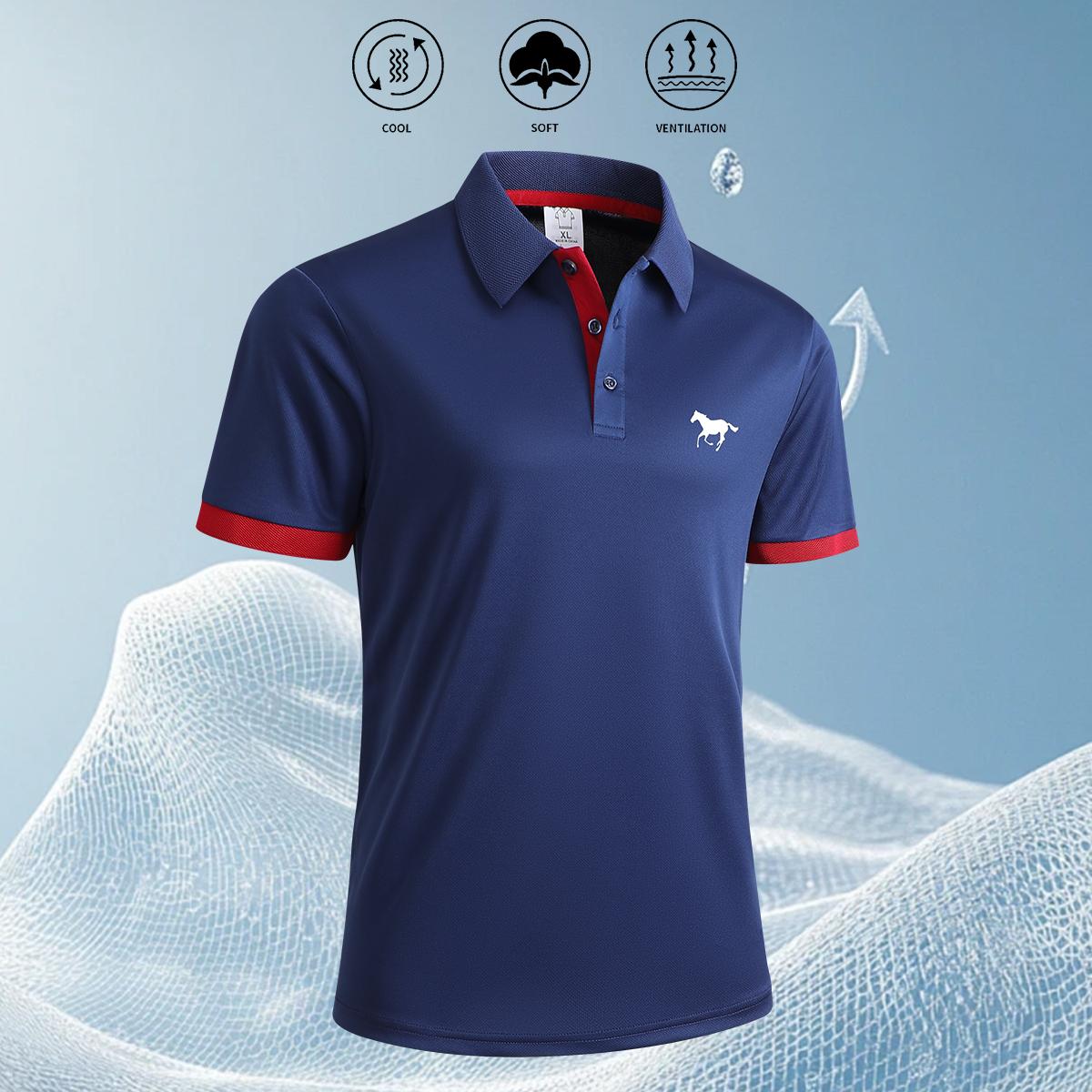 Fashion summer breathable POLO shirt, suitable for business leisure and comfortable tennis training, also high-end polo shirt such as gift giving, casual short-sleeved sweatshirt, suitable for golf, tennis and casual attire, button collar design, classic