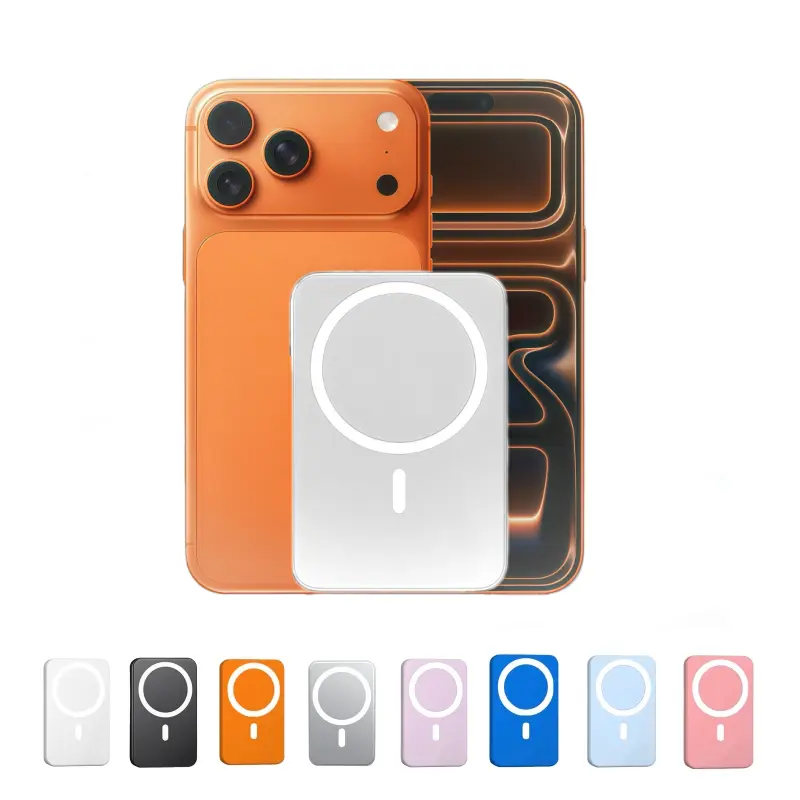 Magnetic Portable Charger 5000mAh, MagSafe-Compatible Wireless Power Bank, USB-C PD 20W Fast Charge, Slim Mini Battery Pack for iPhone 17/16/15/14/13/12, Qi for Android (Ring Included)