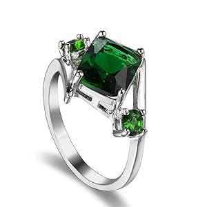 5x7mm Radiant Cut Simulated Emerald 925 Sterling Silver Bypass Geometric Ring for Women