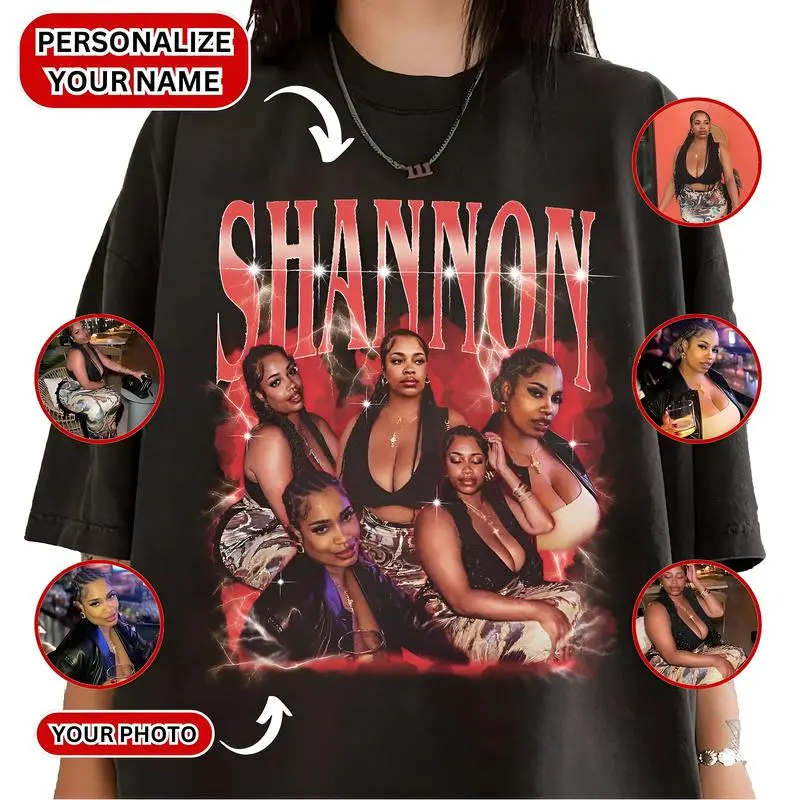 Custom Bootleg Rap T-Shirt, Custom Face Shirt With Name, Graphic Tee, Vintage Tee Style, Personalize, Gift For Him, For Her Cotton Top Womenswear Apparel, Summer Streetwear Tshirt outdoorfun