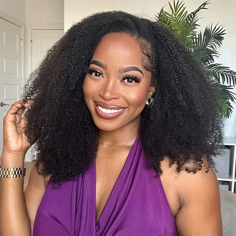 [3 In 1 Half Wig] OQ HAIR Afro Curly Wear Go Glueless Half Wig 180% 250% Density Upgrade With Drawstring Cap Invisible Hairline Human Hair Wigs Beginner Friendly #TikTokShopBlackFriday