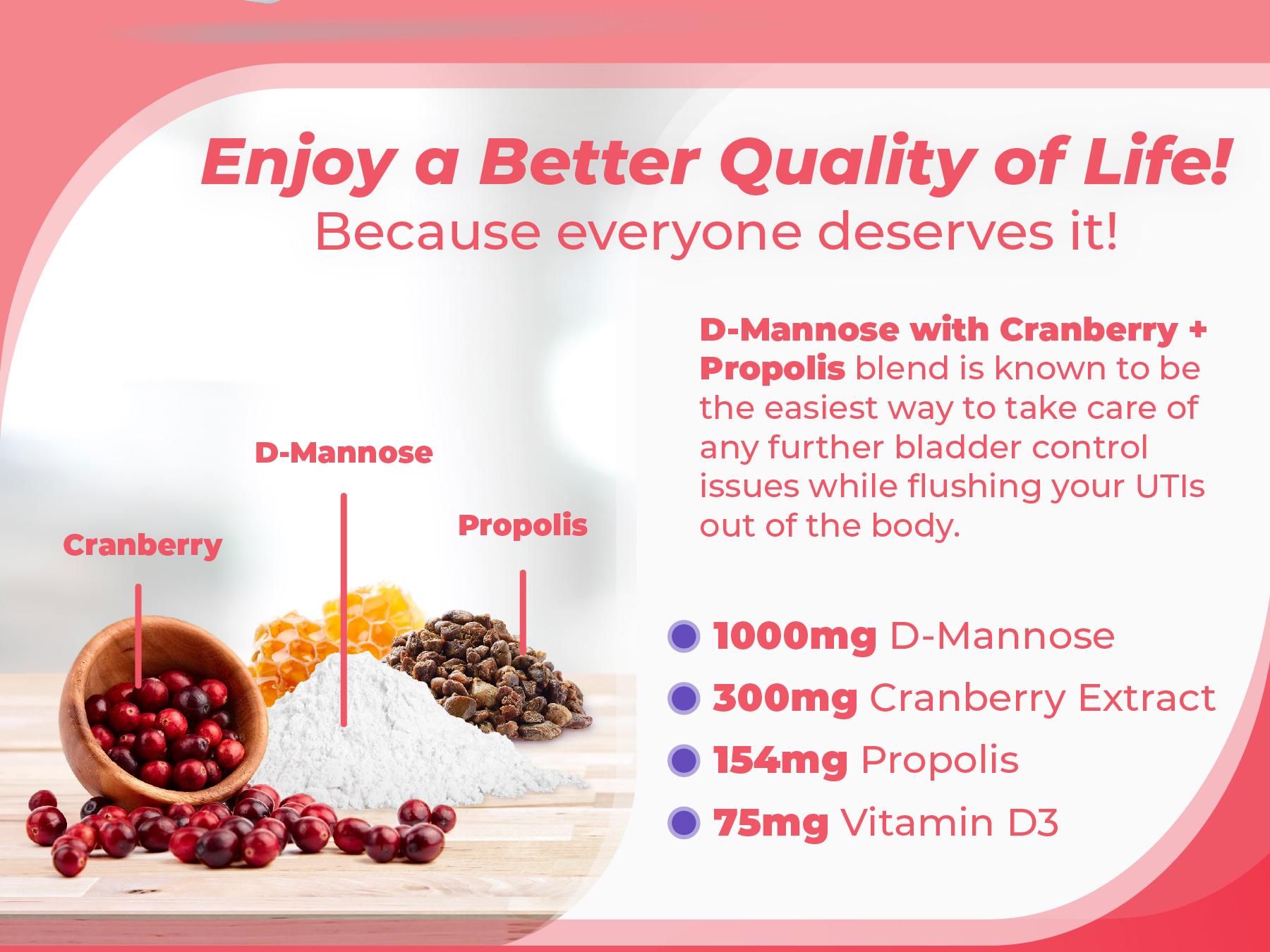 UT FIX D Mannose with Cranberry Long-Term Supplement by PUREHEALTH RESEARCH - D-Mannose for UTI 1000mg Capsules + 300mg Cranberry Extract + Propolis for Urinary Tract Health for Women and Men, 60 Capsules Dietary Healthcare UT FIX D Mannose with Cranberry Long-Term Supplement by PUREHEALTH RESEARCH - D-Mannose for UTI 1000mg Capsules + 300mg Cranberry Extract + Propolis for Urinary Tract Health for Women and Men, 60 Capsules Dietary Healthcare