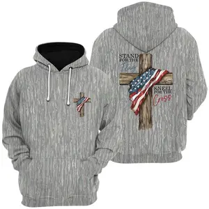 Faith Flag Camo Hoodie – Patriotic Christian Cross Design Featuring American Flag and Bold Faith Quote, Perfect for Faithful Patriots, Church Goers and Country Lifestyle Fans, Unisex Hoodie