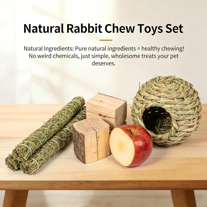 23.6 inch Wooden Hamster Cage,  Openable Top, Ventilated, Easy to Clean, 50-60 PCS Natural Rabbit Chew Toys, Treats, Timothy Sticks, Apple Sticks, Sweet Bamboo for Guinea Pig, Hamster, Chinchilla, Rat, Small Animals Bunny
