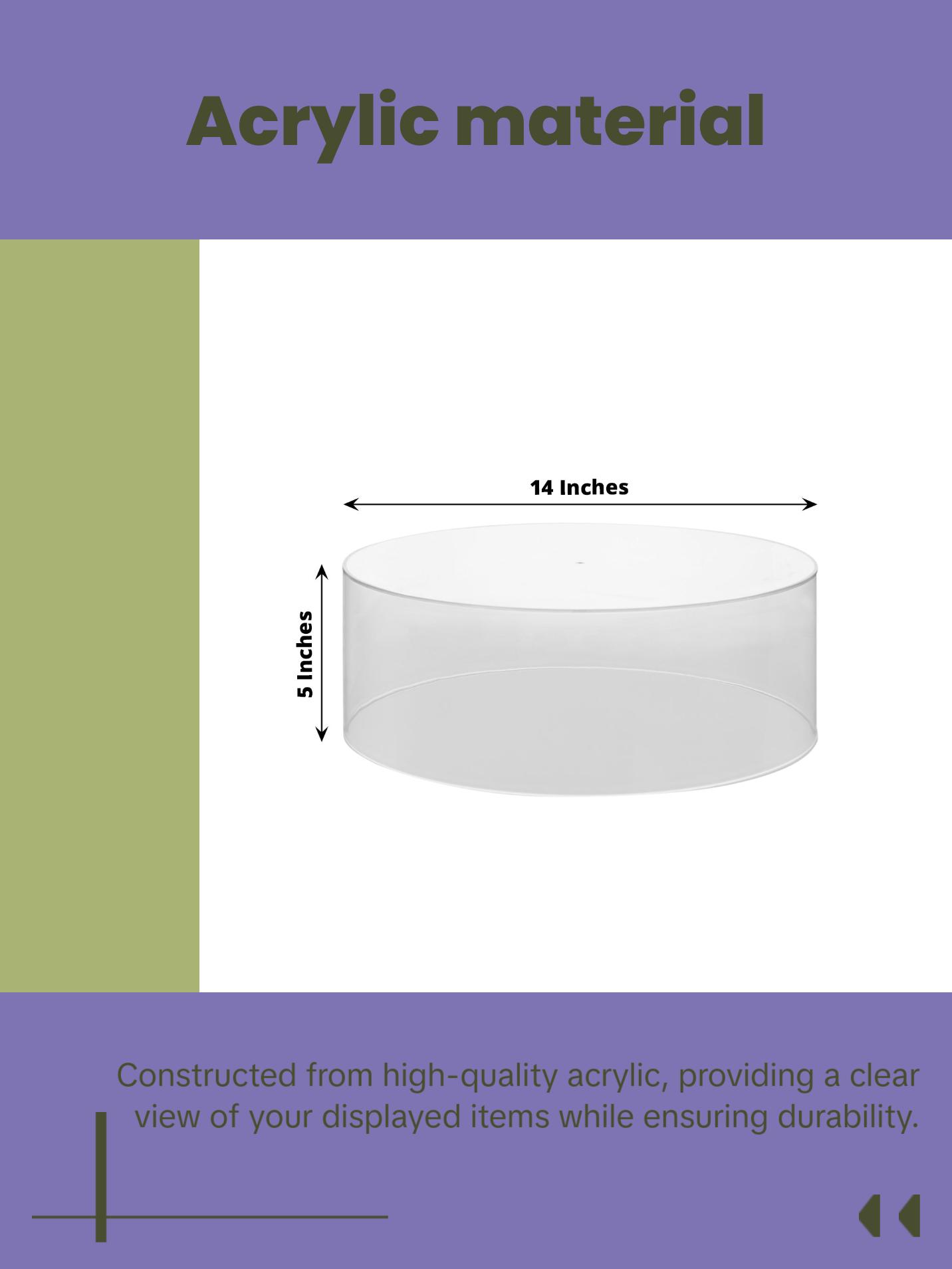 14" Round Acrylic Transparent Fillable Display Box Cake Stand, Clear Pedestal Riser With Hollow Bottom