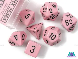 Opaque Pastel Pink & Black | Acrylic Polyhedral Dice Set (7) | Chessex