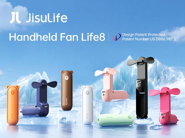 JISULIFE Handheld Mini Fan 3-in-1 Portable, 4500mAh/2000mAh Rechargeable Battery USB Fan with Power Bank & Flashlight, Multifunctional for Travel, Makeup, Daily Use