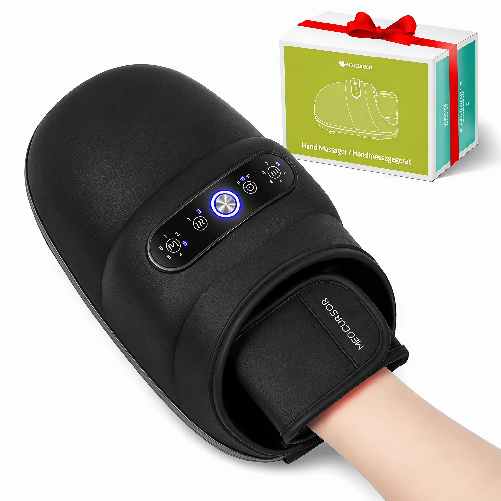 Medcursor Cordless Hand Massager - Portable Hand Relaxation Tool with Heat, Air Compression, USB Rechargeable Acupressure, 6 Modes for Sensitive Skin - Unique Self-Care Gift for Men & Women, Womens Gifts, Gifts For Women