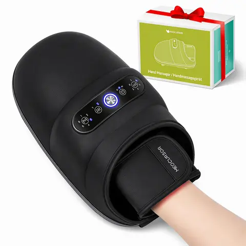 Medcursor Cordless Hand Massager - USB Rechargeable Massagers with Heat, Air Compression, Acupressure, 6 Modes, Adjustable Relaxing for Sensitive Skin, Relaxation Aid, Unique Gifts for Man, Self Love, Mens Gifts