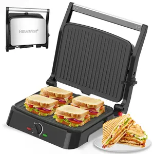 MIRASTON 3-in-1 Electric Indoor Grill & Panini Press, 1500W Fast Cooking, Adjustable Temp (410°F-482°F), Non-Stick Plates & Drip Tray, Easy Clean, Holiday Haul