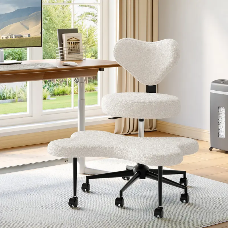 【Deal】Nost & Host Ergonomic Cross Legged Chair, 360° Swivel Meditation Chair with Wheels, Height Adjustable Seat for ADHD, Strong Lumbar Support, Chic Home Office Furniture