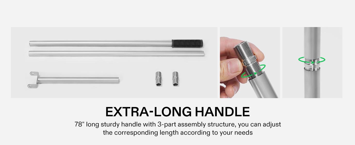 VIVOSUN 30" Lawn Leveling Rake, 30" x 10" x 78" Heavy-Duty Stainless Steel Lawn Leveler with 7FT Adjuatble Long Handle for High Effect, Metal Levelawn for Smooth Soil, Rustproof Rakes for Garden Yard