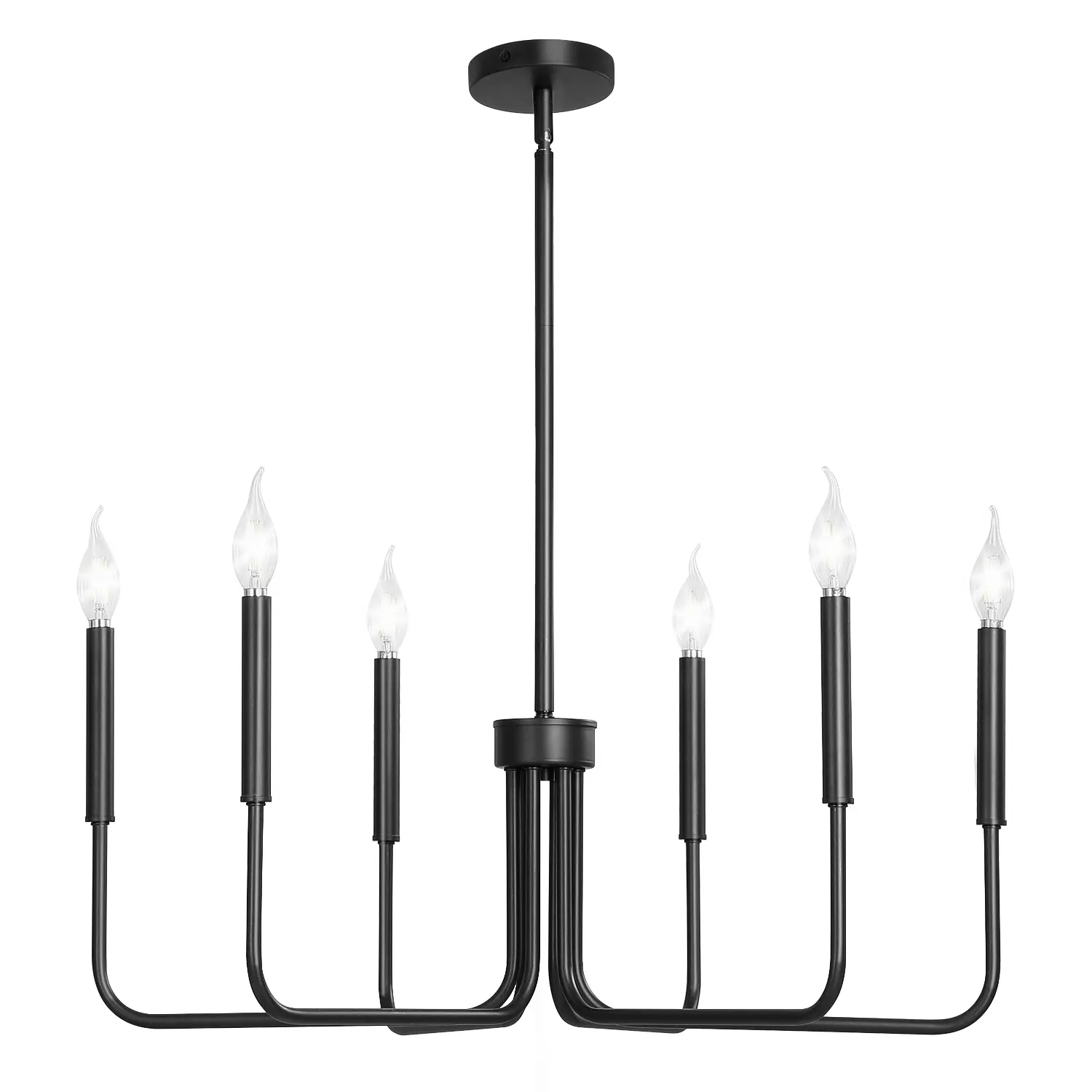 【Summerfinds】VEVOR 6-Light Black Farmhouse Chandelier, Adjustable Height, 28 in Diameter, E12 Socket, Bright White Modern Lighting, Decorative Lights, Home Decor for Dining Room, Foyer, Kitchen,dorm essentials,home essentials,camping essentials