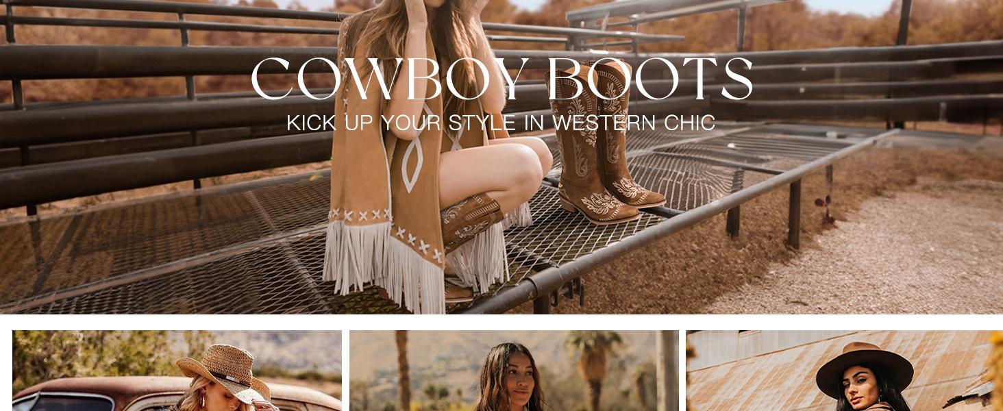 【Rodeo Boots】Pasuvo Women's White Embroidered Western Cowboy Boots - Vintage Floral Stitching, Classic Pointed Toe, Stacked Heel, Perfect for Country Style, Festivals, and Everyday Fashion Footwear