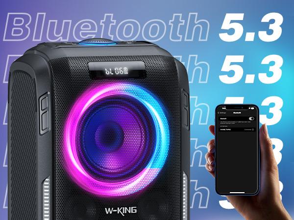 W-KING 270W PEAK Party Large Bluetooth Speaker Loudest Boom Box 12 Custom Bass Massive 125dB 6.5''x2 Subwoofer Deepest Bass Big Portable Speaker Wireless IPX5 MIC>R in USB TF AUX Removable Battery Audio Smartphone