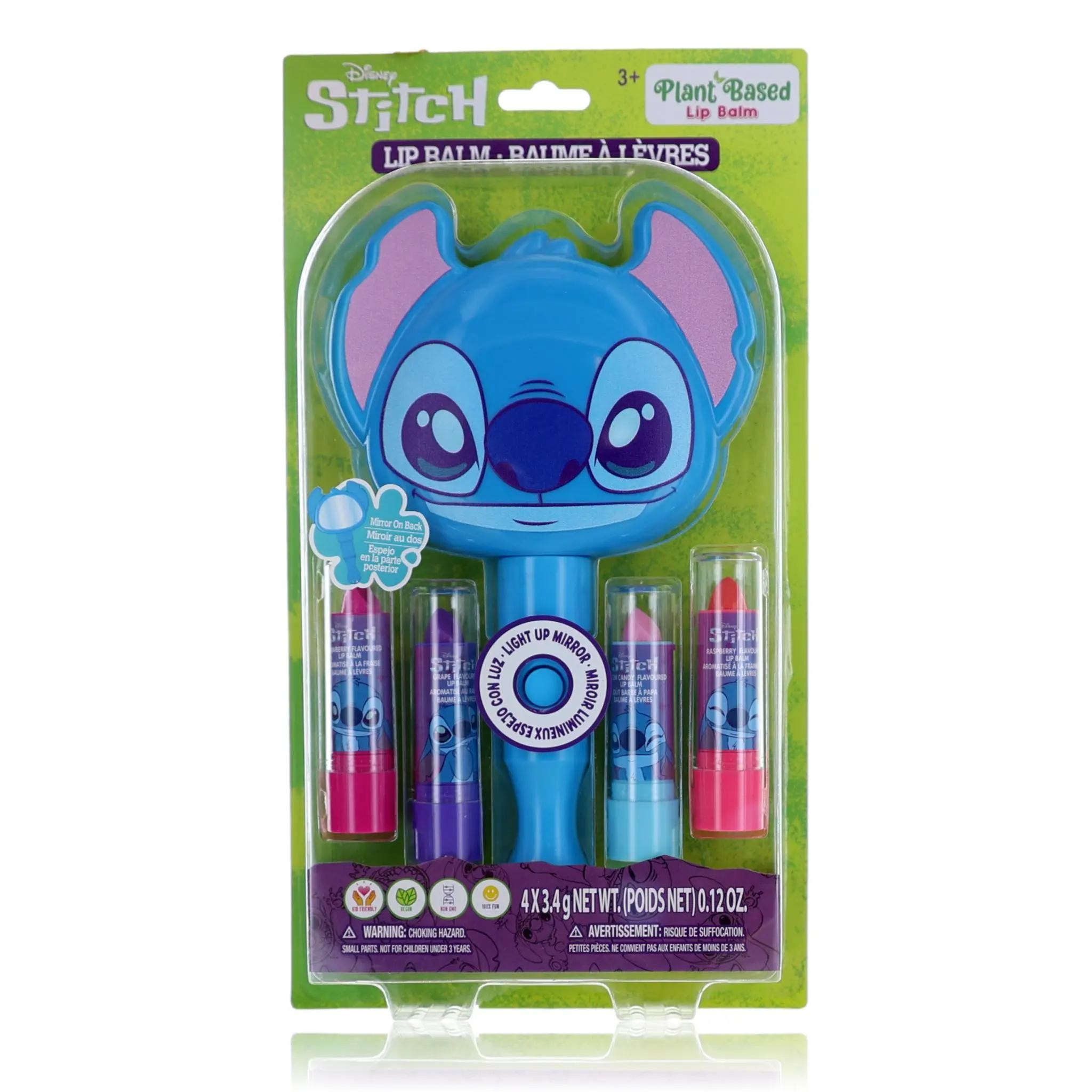 Disney Kids' 5-Piece Makeup Cosmetic Set - Stitch Light-Up Mirror & Lip Balms