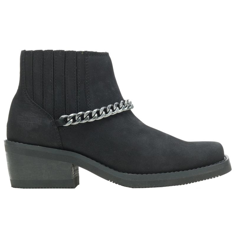 Harley-Davidson Womens Korsen Chain Casual Boots Ankle Mid Heel 2-3" - Black