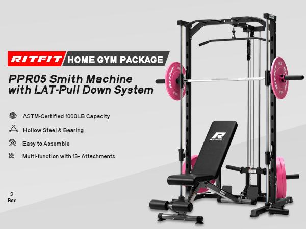 New RitFit PSR05 Smith Machine Home Gym Package with 13 Accessories Included smith machine squat machine power rack Strength Training Equipment Lat Pulldown System