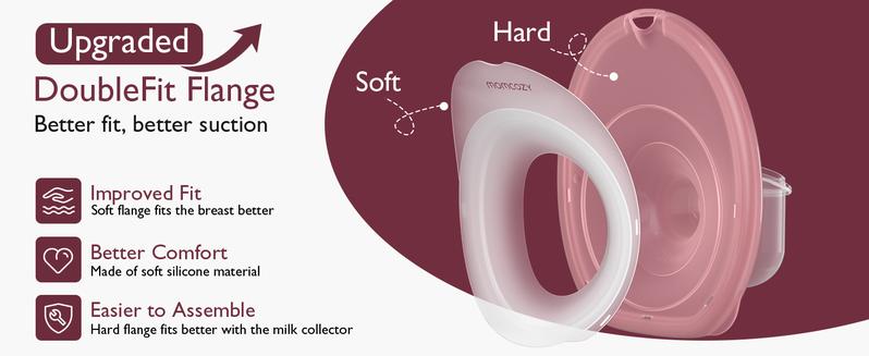 Momcozy  Hands-Free Mobile Breast Pump | M6, Wearable Breast Pump, Ideal Rhythm, DoubleFit Flange, Better Fit, More Discreet, 3 Modes and 9 Levels, 24mm - 2 Pack Comfort Red