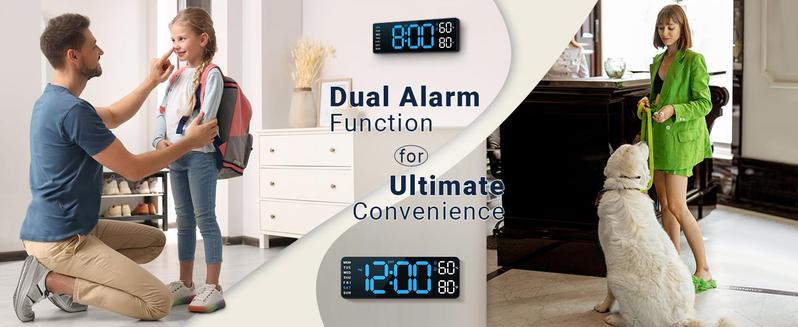 LED Digital Alarm Clock with Dual Alarm, Digital WallClock for Home Bedroom & Office, 10"Large Display12/24H Desk Clock with Temperature/Humidity/Week/Adjustable Dimmer, Minimalist Clock Lights Set, NewYear's Day Decorations, Valentine's Day Gifts
