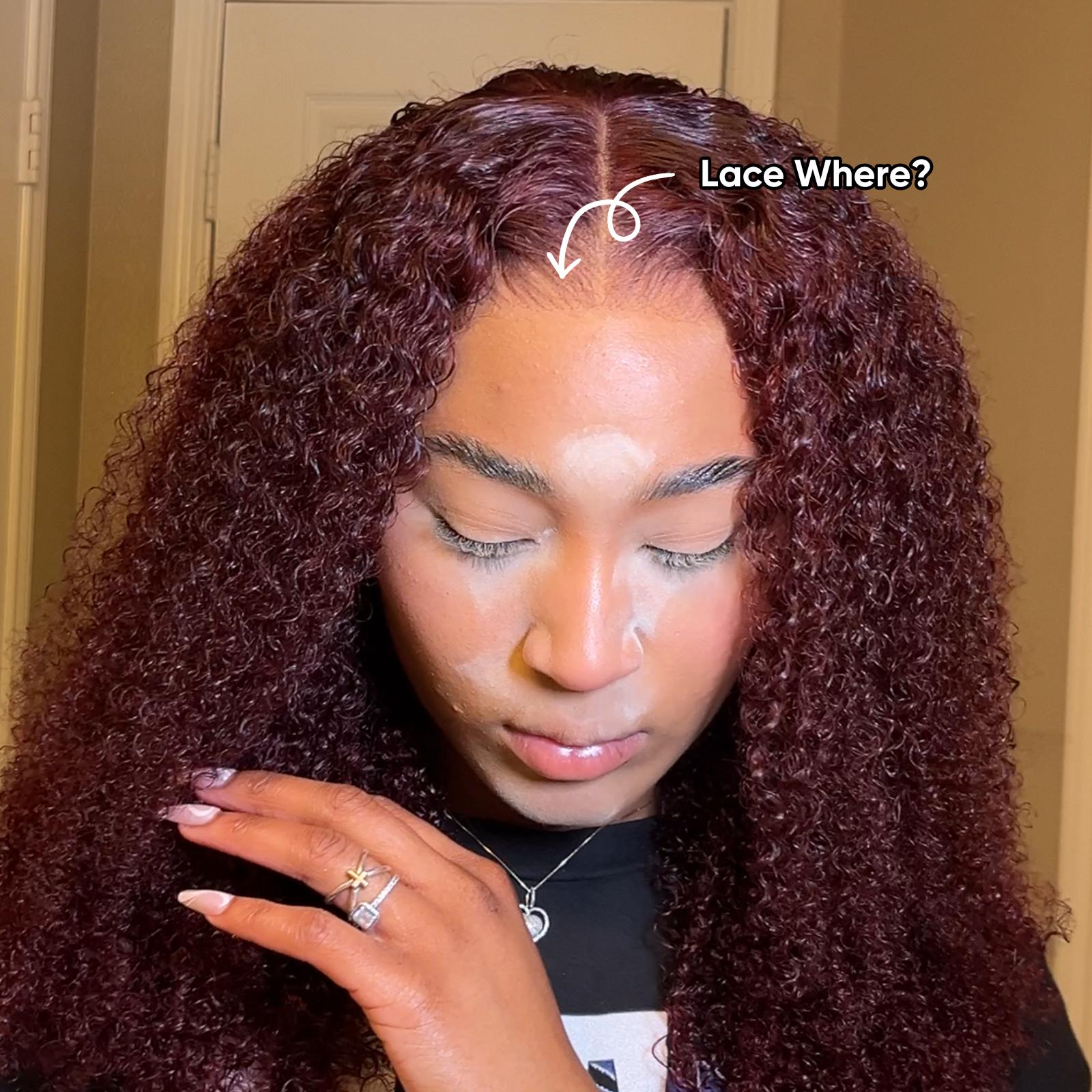 [Clearance Sale] Wiggins Hair Cherry Cola Red Color Glueless Human Hair Wigs Afro Kinky Curly Wig 5x7 Lace Closure Human Hair Pre Cut Pre Plucked Ready to Go Glueless Wigs