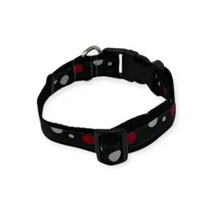 Dog Collars by Poppy Black White Red Polka Dot Dog Collar Handmade