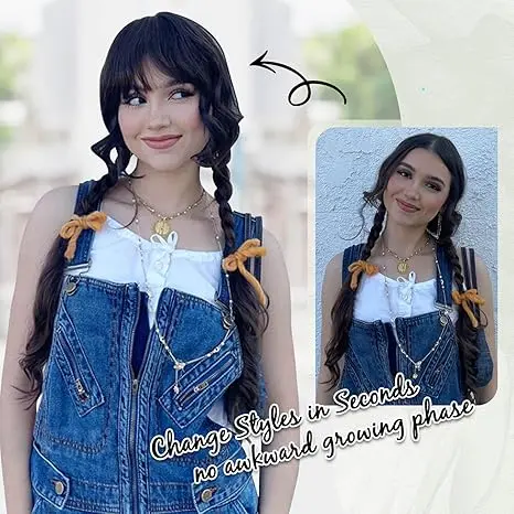 100% Human Hair Clip-In Bangs, French Style, Adjustable Temples, Daily Wear Amazon.com : Beelu Clip in Bangs Real Human Hair Brown Black  main image 2