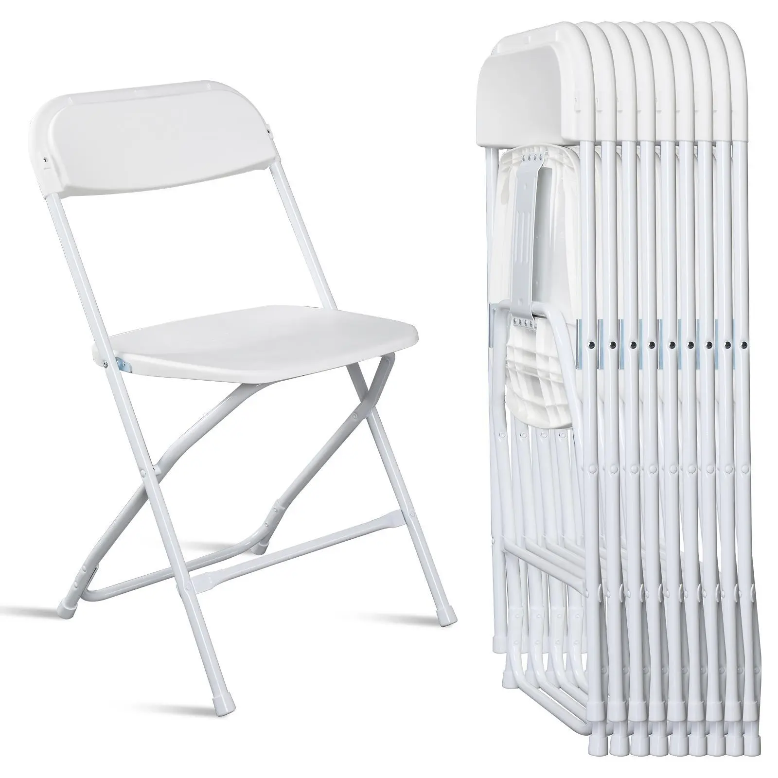 Karlhome 4/6/10 Pack Folding Chairs, White & Black, Steel Frame, 350lb Capacity, indoor/outdoor events, weddings, parties, gathering, Mother's Day Party Exclusive,dorm essentials,home decor