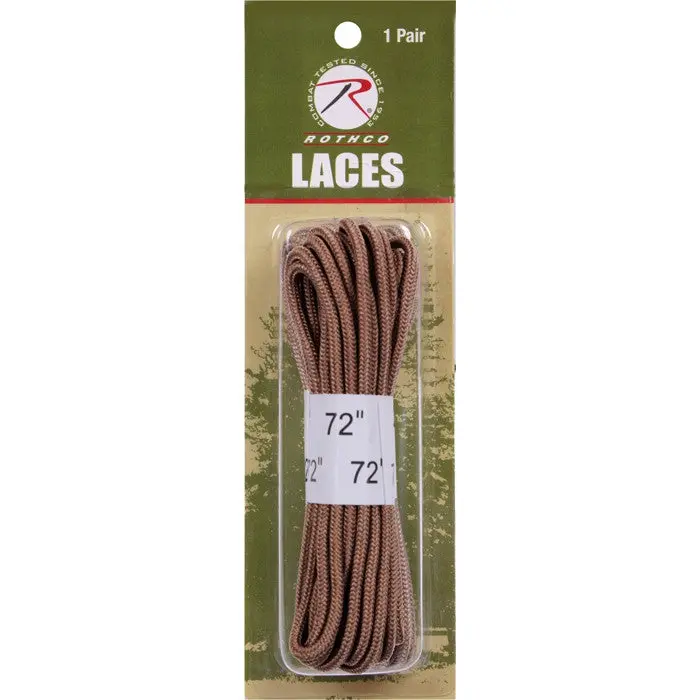 Coyote Brown Nylon Shoelaces - 1 Pair, 72 In., Heat Tips, Lace-Up Footwear Lace for Shoe Accessories