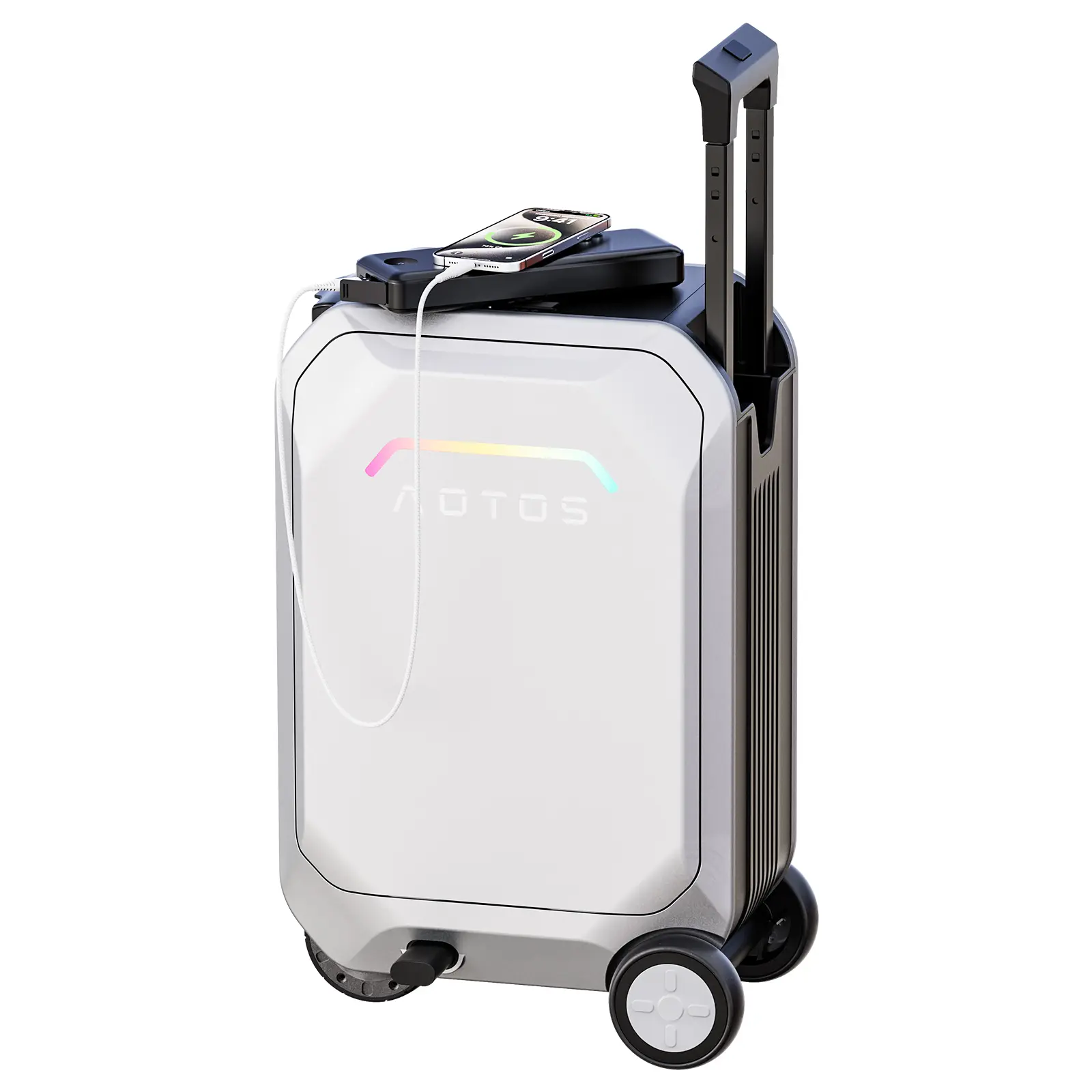 AOTOS L2 20-Inch Dual-Purpose Smart Electric Carry On Luggage - Ridable Suitcase with TSA Lock, 6.2 mph Speed, 6.2 mi Range, USB Port, Anti-Theft Design, Detachable Power Bank, Dustproof Feature, Aluminum Alloy Frame for International Travel, Luxurious