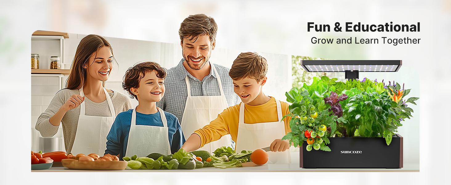 SUNCOZE Hydroponics Growing System Kit 12 Pods/20 Pods, Indoor Herb Garden with Grow Light 20W/24W/30W, 4L/10L Large Water Tank with Adjustable Height, Built-in Pump, Gardening Gifts