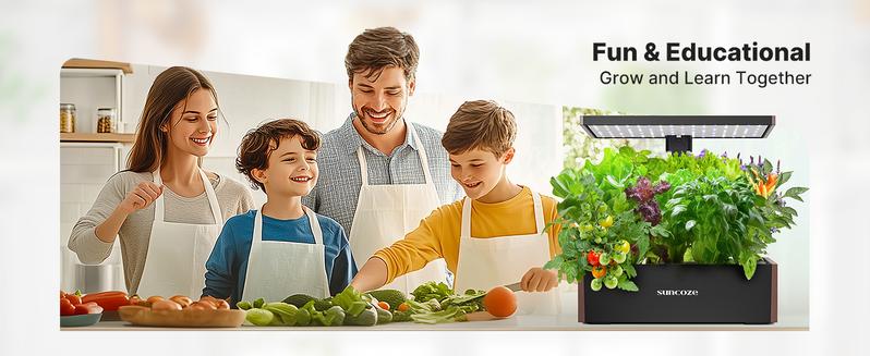 SUNCOZE Hydroponics Growing System Kit 12 Pods/20 Pods, Indoor Herb Garden with Grow Light 20W/24W/30W, 4L/10L Large Water Tank with Adjustable Height, Built-in Pump, Gardening Gifts