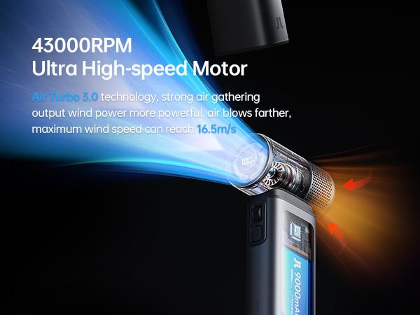 Jisulife Multifunction Portable Handheld Turbo Fan with 9000 mAh Powerbank & Flashlight 100 Adjustable Speeds Mini Personal Fan for Everyday Use