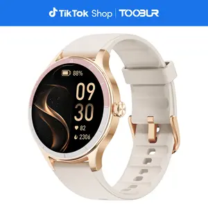 TOOBUR Smart Watch for Women,Compatible Android and iOS Phone, Answer/Make Calls, Fitness Tracker/Step Counter/Running Watch, Sleep/Heart Rate Monitor, 100 Sports, IP68 Waterproof Smartwatch Beige