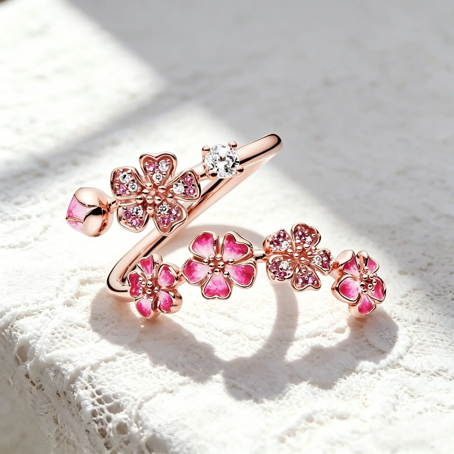 Peach Blossom Ring for women, Adjustable Pink Flower Ring,Dainty Floral Jewelry gift for Her niche design with a touch of luxury and sophistication