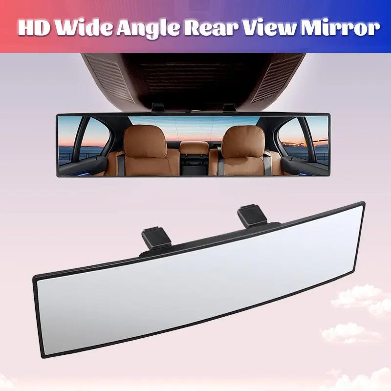 Universal 11.81-inch panoramic convex real-view mirror, fits cars, SUVs, and trucks. Effectively reduces blind spots for safer driving. High-quality glass, anti-fall design, easy installation.