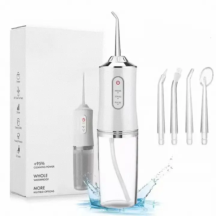 Cordless Oral Water Flosser Teeth Cleaner Kit - Portable Oral Irrigator with 3 Modes, 4 Jet Tips, 220ml Tank for Adults & Braces Wearers