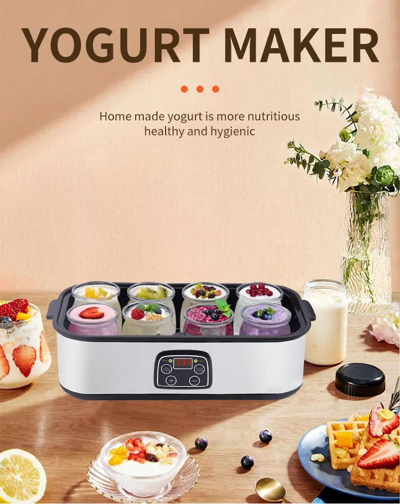 Multi functional yogurt maker, homemade large capacity milkshake, jam, ice cream pudding makerYogurt Maker Machine with Jars,Adjustable Temperature Control,Cuisine,Promote Gut Health with Ultimate Probiotic Homemade Yogurt,Gifts for Men Women