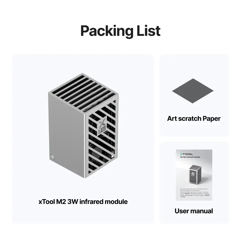 xTool M2 3D Printing Supplies Components - 3W 1064nm Infrared Electronic Laser, 20W 455nm Green Beam Laser Light