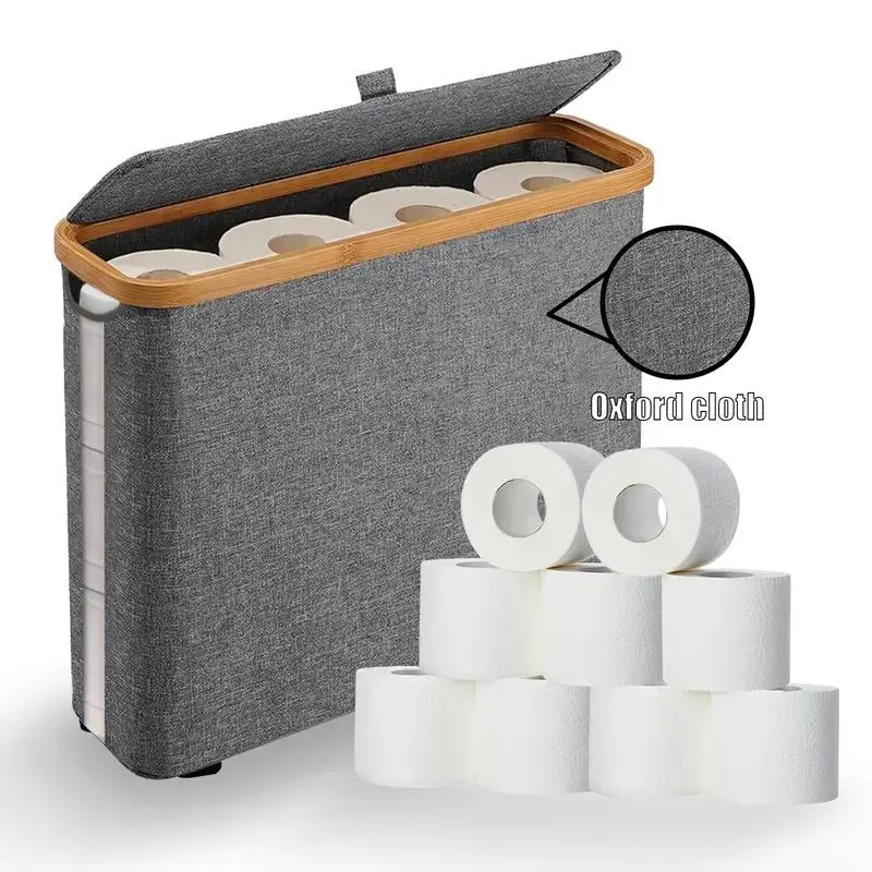 Elegant 12-Roll Toilet Paper Storage Basket, Stackable Foldable Woven Organizer, Water-Resistant Freestanding Tissue Stand, Modern Farmhouse Bathroom Decor Accessory, Ideal Housewarming Gift