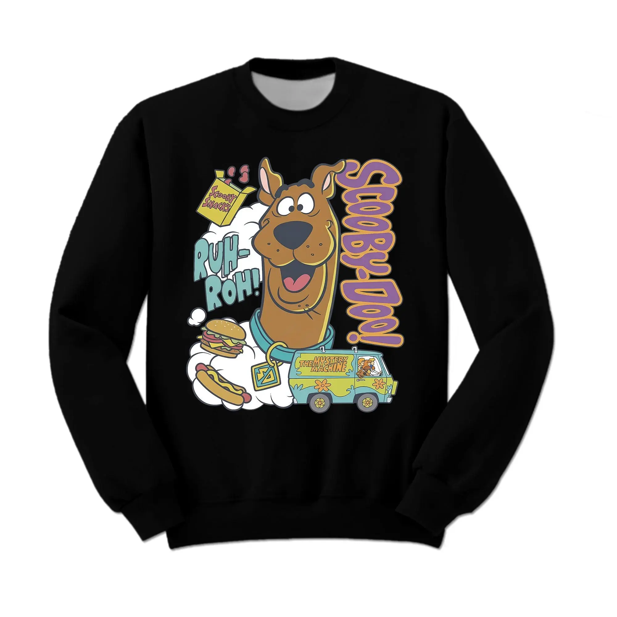 Scooby-Doo RuhRoh Snacks Officially Licensed Adult Oversized T-Shirt and Crewneck Sweatshirts